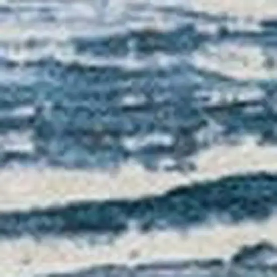 Sky Blue And Ivory Striped Washable Indoor Outdoor Area Rug Photo 3