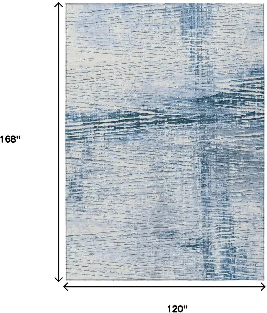 Sky Blue And Ivory Striped Washable Indoor Outdoor Area Rug Photo 3