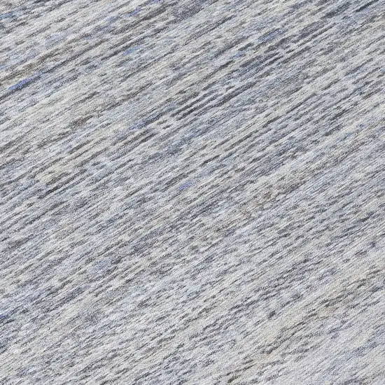 Sky Blue And Ivory Striped Washable Indoor Outdoor Area Rug Photo 9