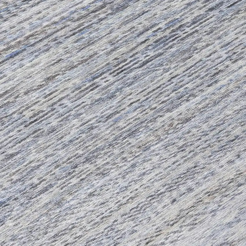 Sky Blue And Ivory Striped Washable Indoor Outdoor Area Rug Photo 9