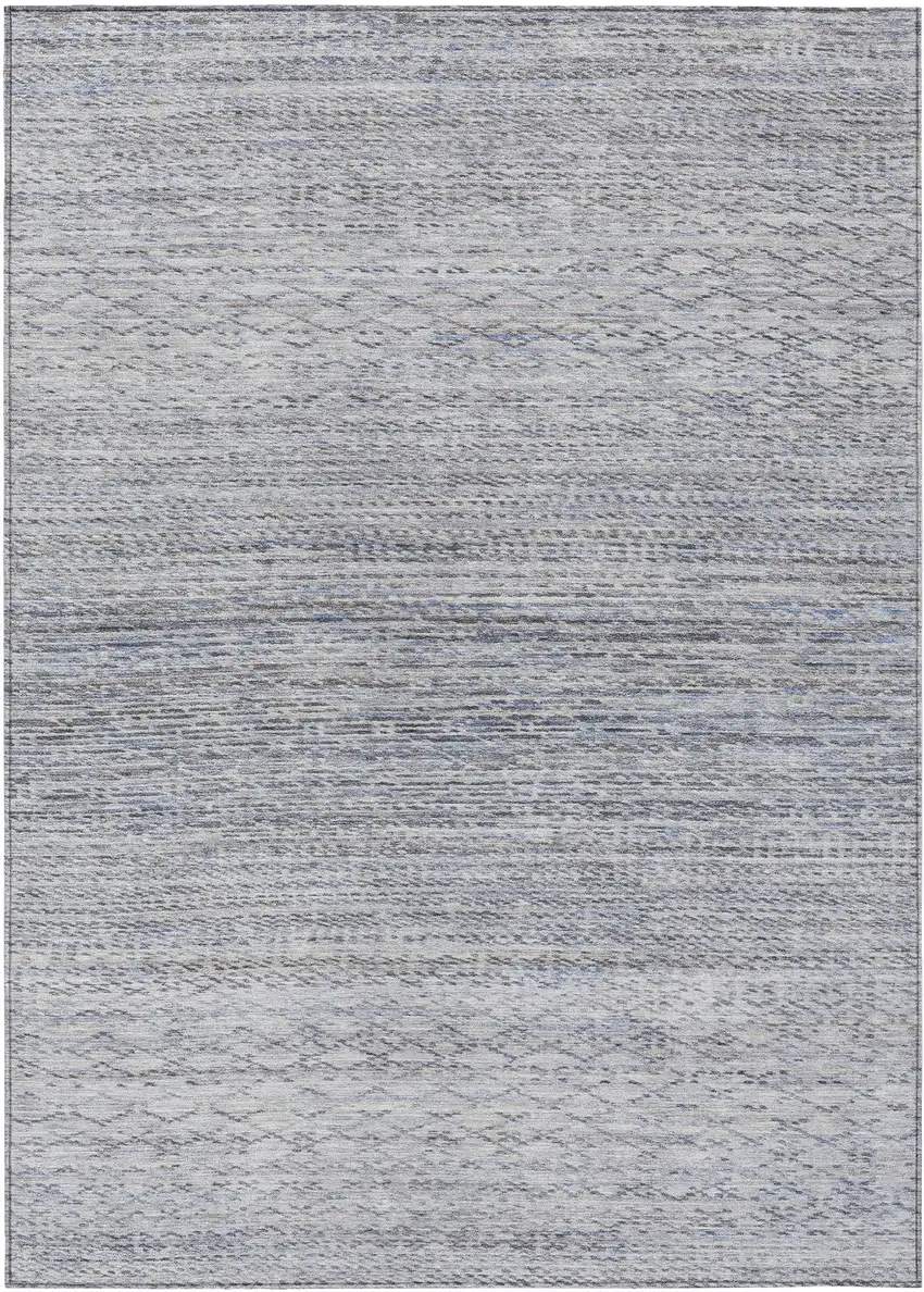 Sky Blue And Ivory Striped Washable Indoor Outdoor Area Rug Photo 1