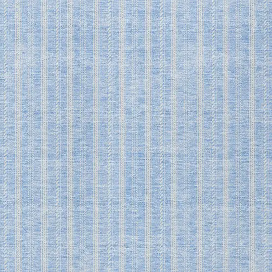 Sky Blue And Ivory Striped Washable Indoor Outdoor Area Rug Photo 5