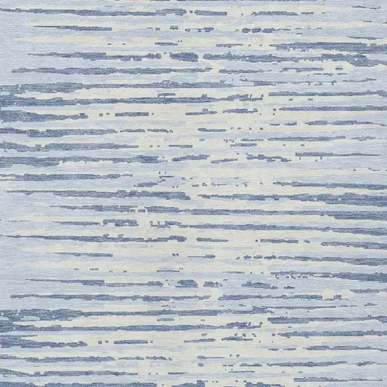 Sky Blue And Ivory Striped Washable Indoor Outdoor Area Rug Photo 6