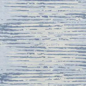 Photo of Sky Blue And Ivory Striped Washable Indoor Outdoor Area Rug