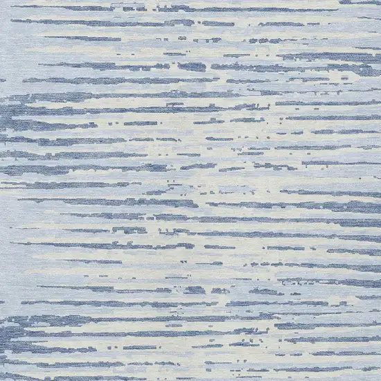 Sky Blue And Ivory Striped Washable Indoor Outdoor Area Rug Photo 6