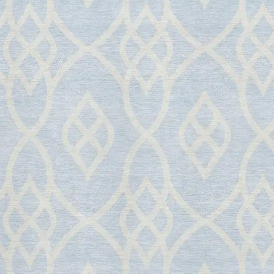 Sky Blue And Ivory Trellis Washable Area Rug With UV Protection Photo 3
