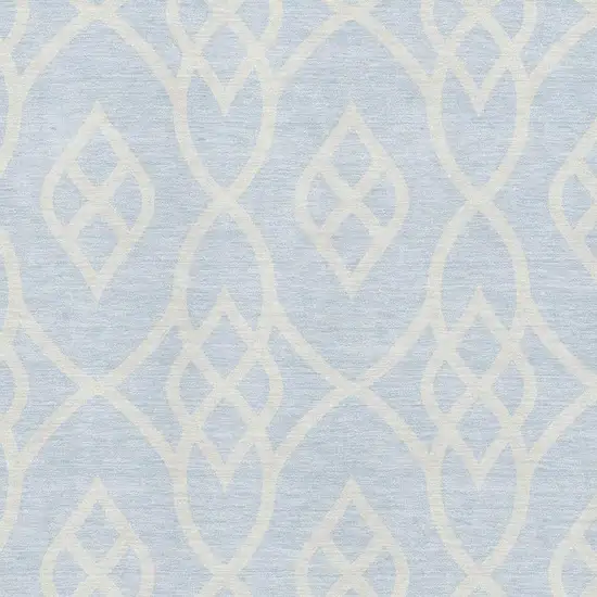 Sky Blue And Ivory Trellis Washable Area Rug With UV Protection Photo 3