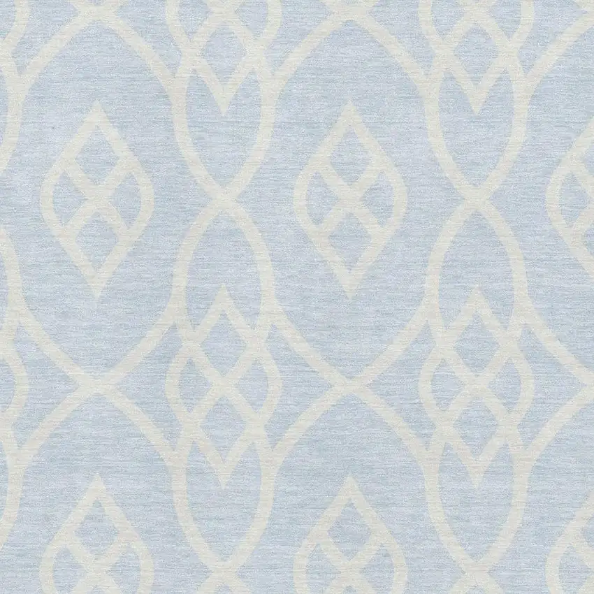 Sky Blue And Ivory Trellis Washable Area Rug With UV Protection Photo 3