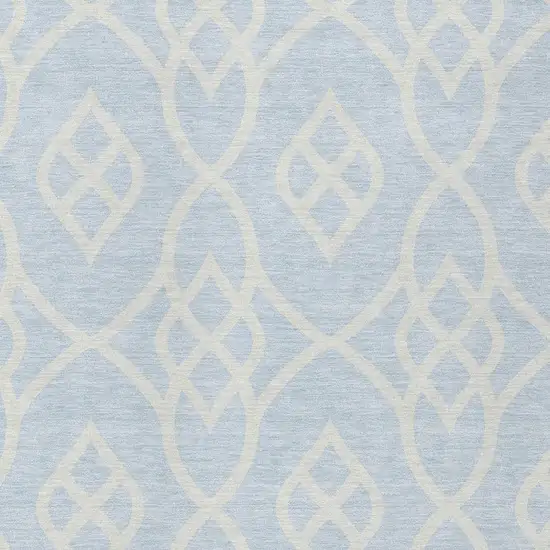 Sky Blue And Ivory Trellis Washable Indoor Outdoor Area Rug Photo 6