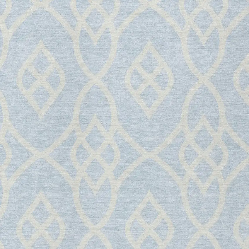 Sky Blue And Ivory Trellis Washable Indoor Outdoor Area Rug Photo 6