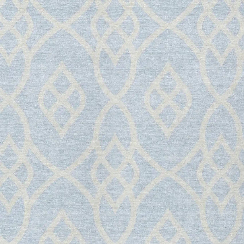 Sky Blue And Ivory Trellis Washable Indoor Outdoor Area Rug Photo 6