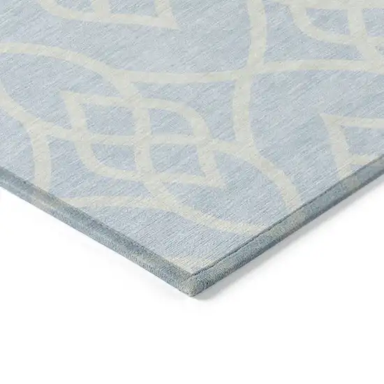 Sky Blue And Ivory Trellis Washable Indoor Outdoor Area Rug Photo 5