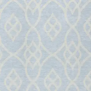 Photo of Sky Blue And Ivory Trellis Washable Indoor Outdoor Area Rug