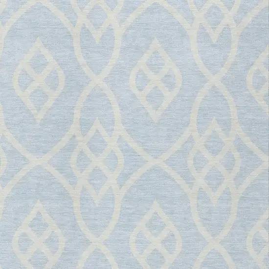 Sky Blue And Ivory Trellis Washable Indoor Outdoor Area Rug Photo 6