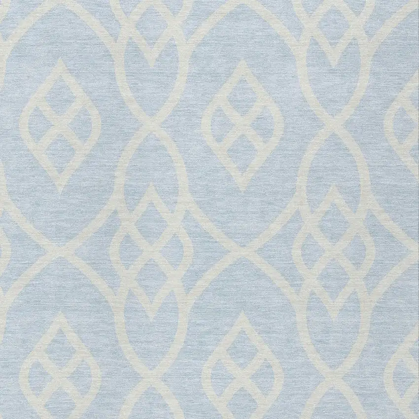 Sky Blue And Ivory Trellis Washable Indoor Outdoor Area Rug Photo 6