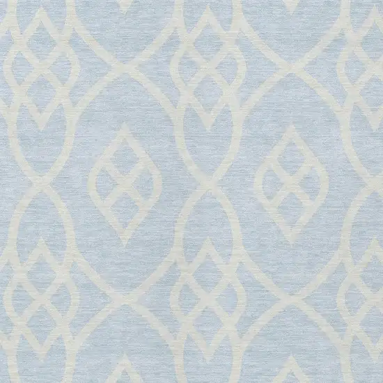 Sky Blue And Ivory Trellis Washable Indoor Outdoor Area Rug Photo 6
