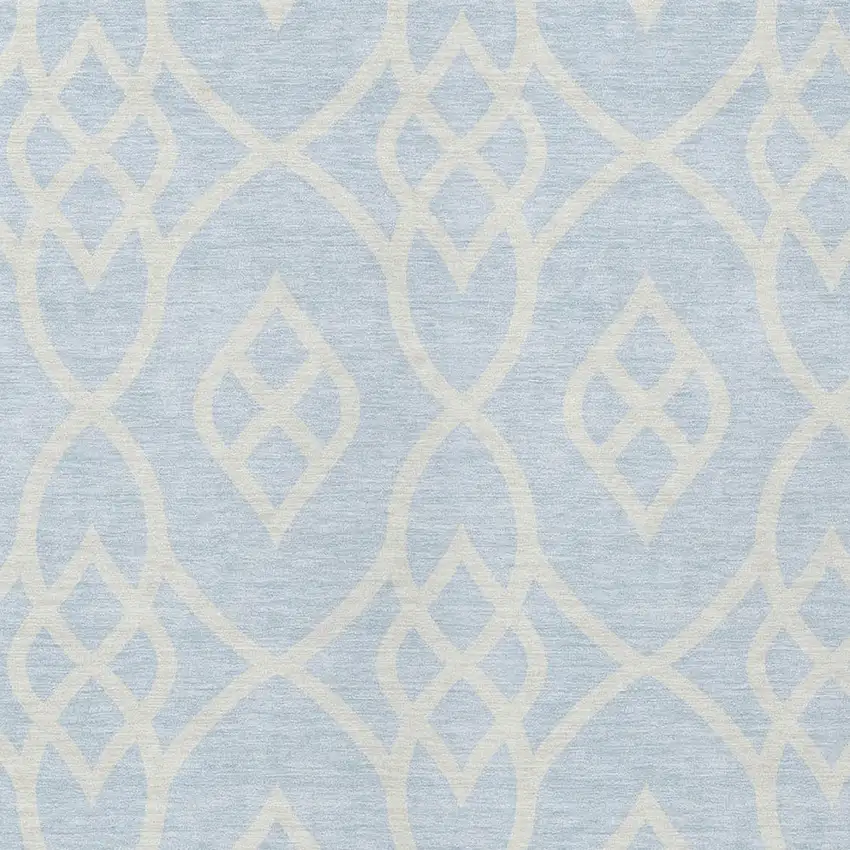 Sky Blue And Ivory Trellis Washable Indoor Outdoor Area Rug Photo 6