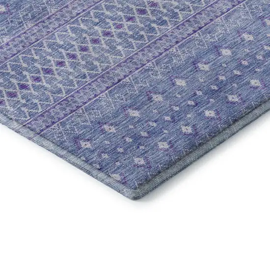 Sky Blue And Ivory Tribal Washable Area Rug With UV Protection Photo 8