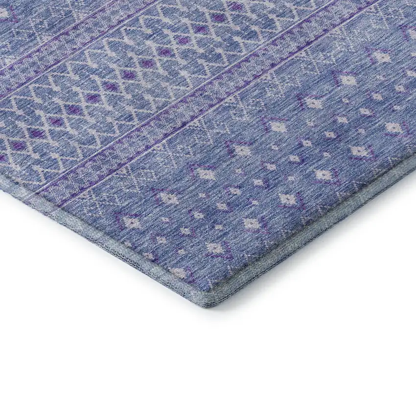 Sky Blue And Ivory Tribal Washable Area Rug With UV Protection Photo 7