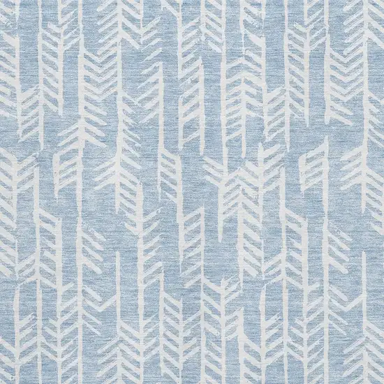 Sky Blue And Ivory Tribal Washable Area Rug With UV Protection Photo 3