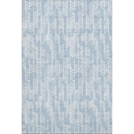 Sky Blue And Ivory Tribal Washable Area Rug With UV Protection Photo 1