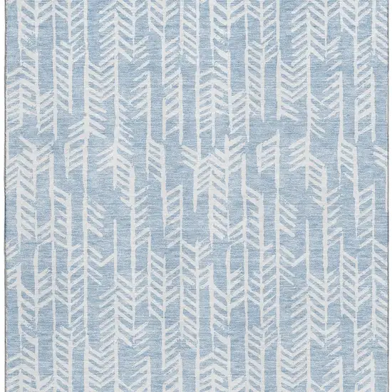 Sky Blue And Ivory Tribal Washable Area Rug With UV Protection Photo 4