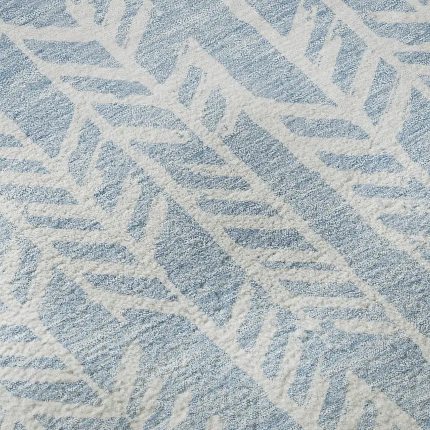 Sky Blue And Ivory Tribal Washable Area Rug With UV Protection Photo 9