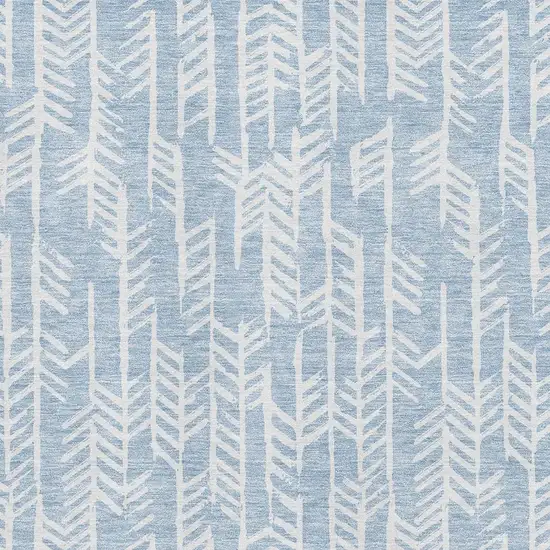 Sky Blue And Ivory Tribal Washable Area Rug With UV Protection Photo 3