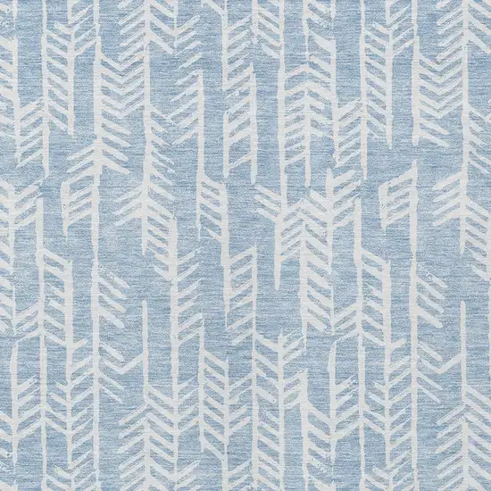 Sky Blue And Ivory Tribal Washable Indoor Outdoor Area Rug Photo 6