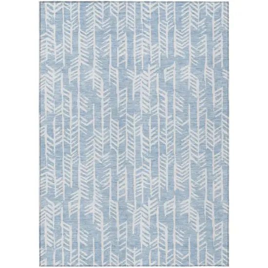 Sky Blue And Ivory Tribal Washable Indoor Outdoor Area Rug Photo 2
