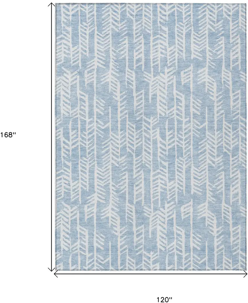 Sky Blue And Ivory Tribal Washable Indoor Outdoor Area Rug Photo 3