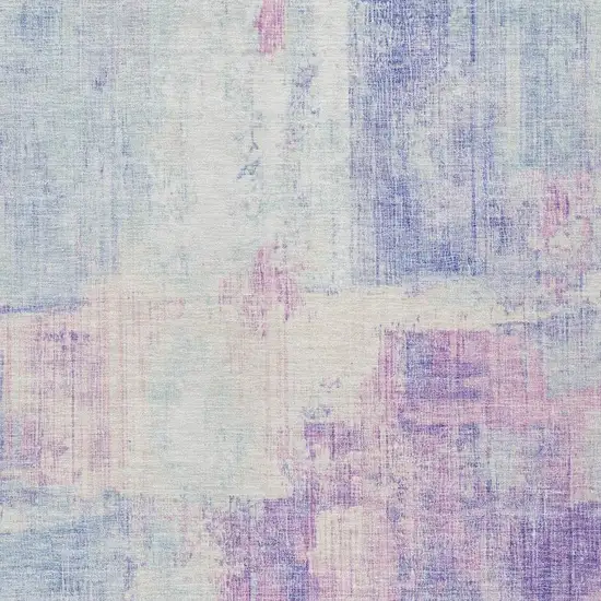 Sky Blue And Lavender Abstract Washable Indoor Outdoor Area Rug Photo 3