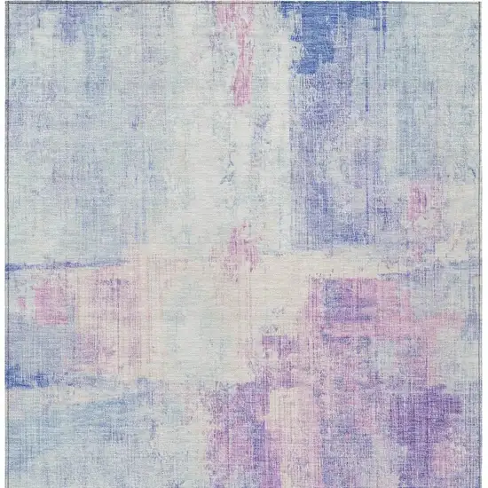 Sky Blue And Lavender Abstract Washable Indoor Outdoor Area Rug Photo 4