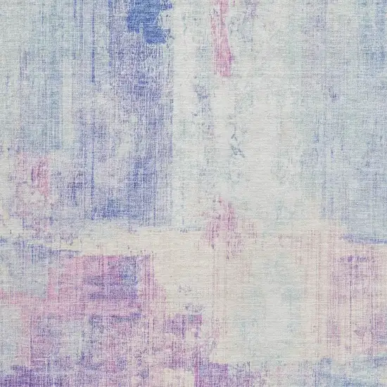Sky Blue And Lavender Abstract Washable Indoor Outdoor Area Rug Photo 3