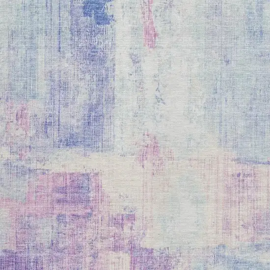 Sky Blue And Lavender Abstract Washable Indoor Outdoor Area Rug Photo 3