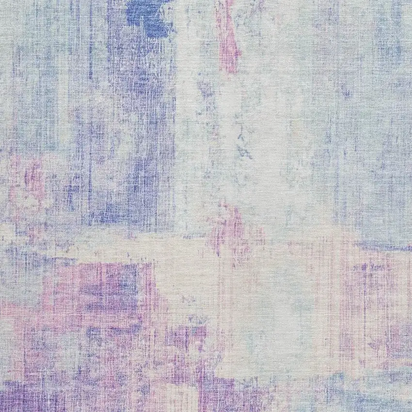 Sky Blue And Lavender Abstract Washable Indoor Outdoor Area Rug Photo 3