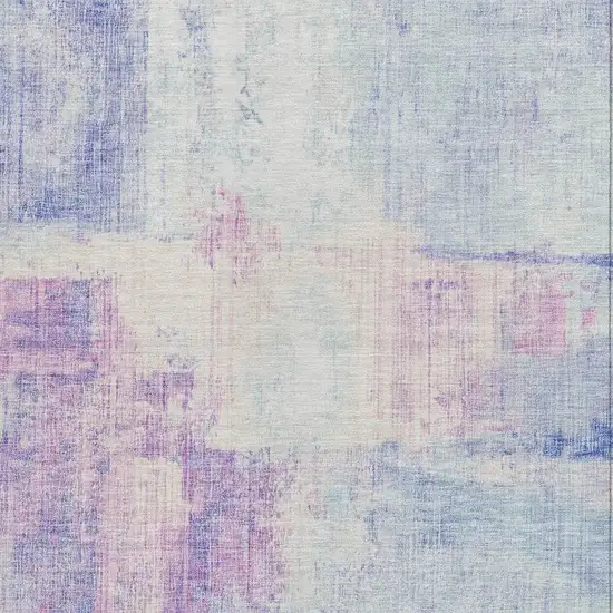Sky Blue And Lavender Abstract Washable Indoor Outdoor Area Rug Photo 3