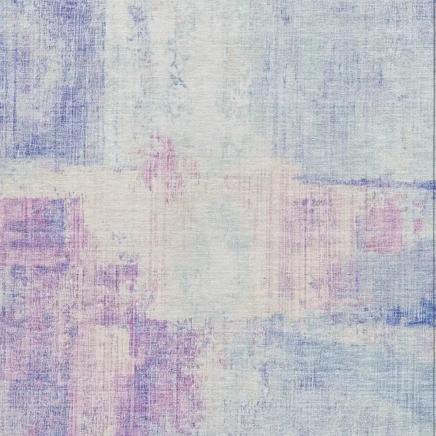 Sky Blue And Lavender Abstract Washable Indoor Outdoor Area Rug Photo 3