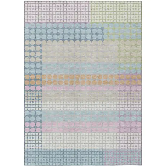 Sky Blue And Lavender Geometric Washable Indoor Outdoor Area Rug Photo 1