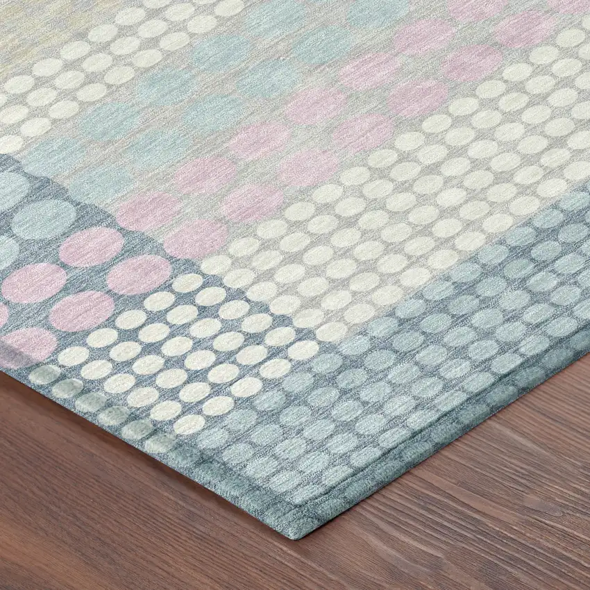 Sky Blue And Lavender Geometric Washable Indoor Outdoor Area Rug Photo 8