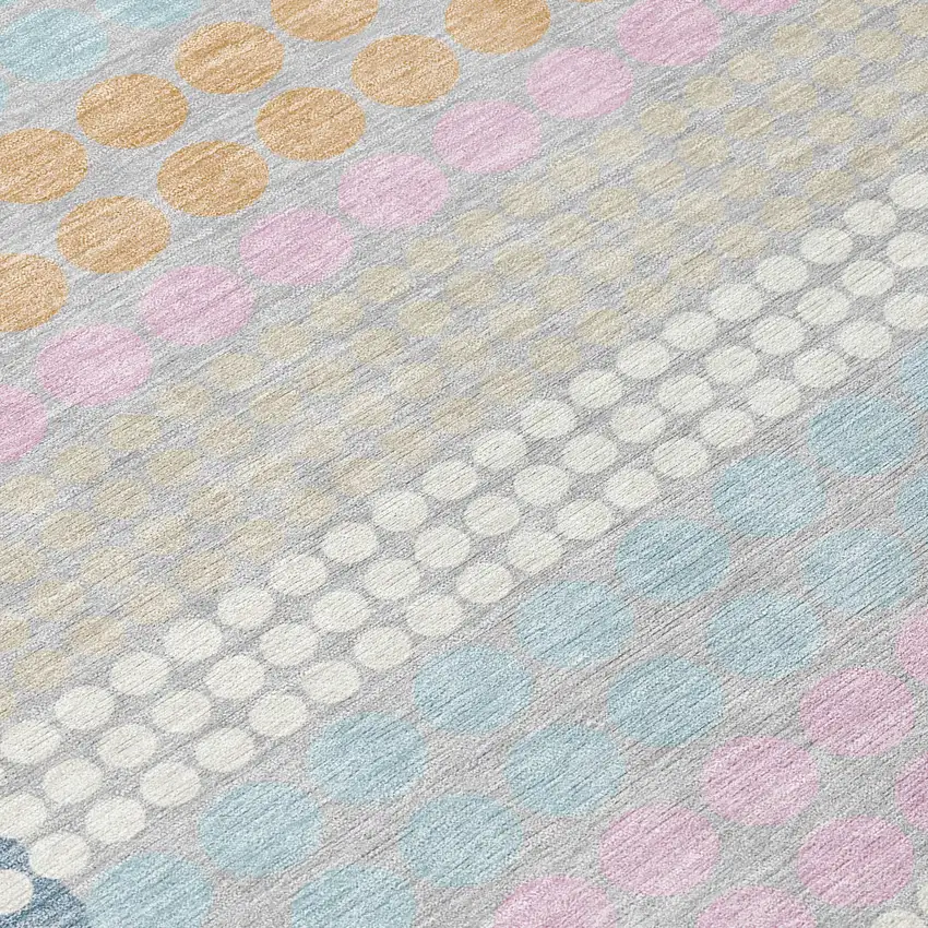 Sky Blue And Lavender Geometric Washable Indoor Outdoor Area Rug Photo 9