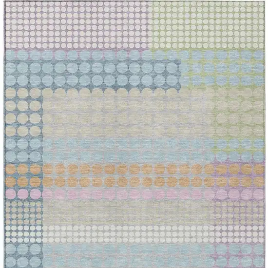 Sky Blue And Lavender Geometric Washable Indoor Outdoor Area Rug Photo 3