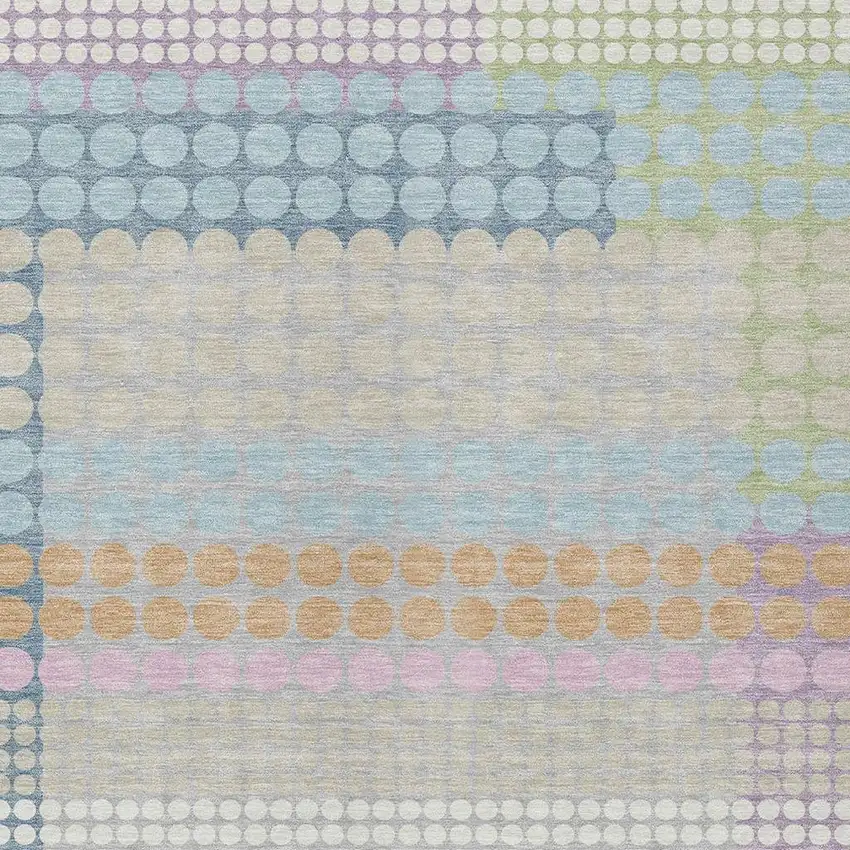 Sky Blue And Lavender Geometric Washable Indoor Outdoor Area Rug Photo 2