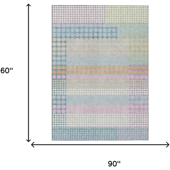 Sky Blue And Lavender Geometric Washable Indoor Outdoor Area Rug Photo 6