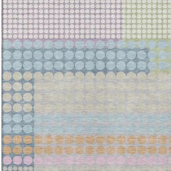 Sky Blue And Lavender Geometric Washable Indoor Outdoor Area Rug Photo 2
