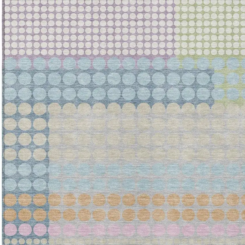 Sky Blue And Lavender Geometric Washable Indoor Outdoor Area Rug Photo 2