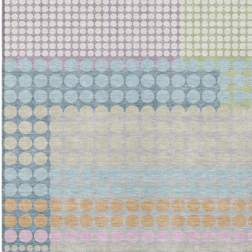 Sky Blue And Lavender Geometric Washable Indoor Outdoor Area Rug Photo 2