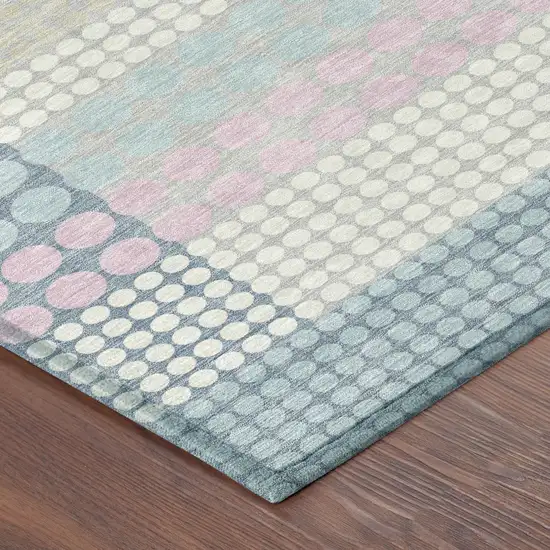 Sky Blue And Lavender Geometric Washable Indoor Outdoor Area Rug Photo 8