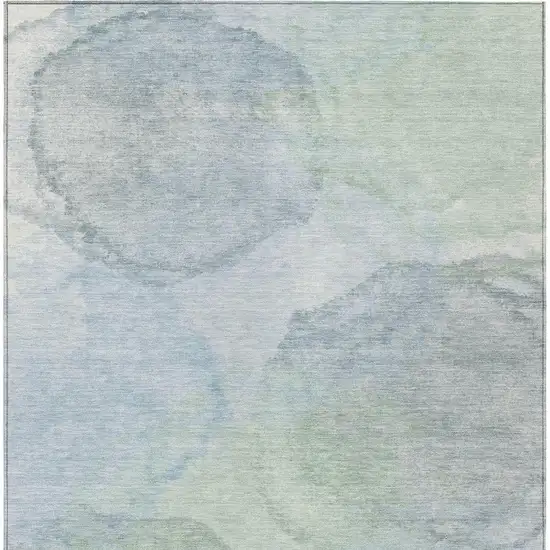 Sky Blue And Mint Green Abstract Washable Indoor Outdoor Area Rug Photo 3