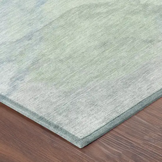 Sky Blue And Mint Green Abstract Washable Indoor Outdoor Area Rug Photo 8
